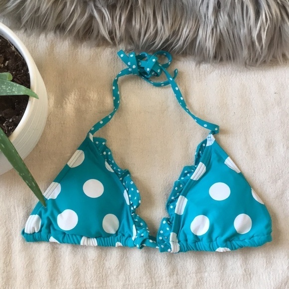 CocoRave Polka dot Ruffle triangle string bikini - Picture 1 of 5